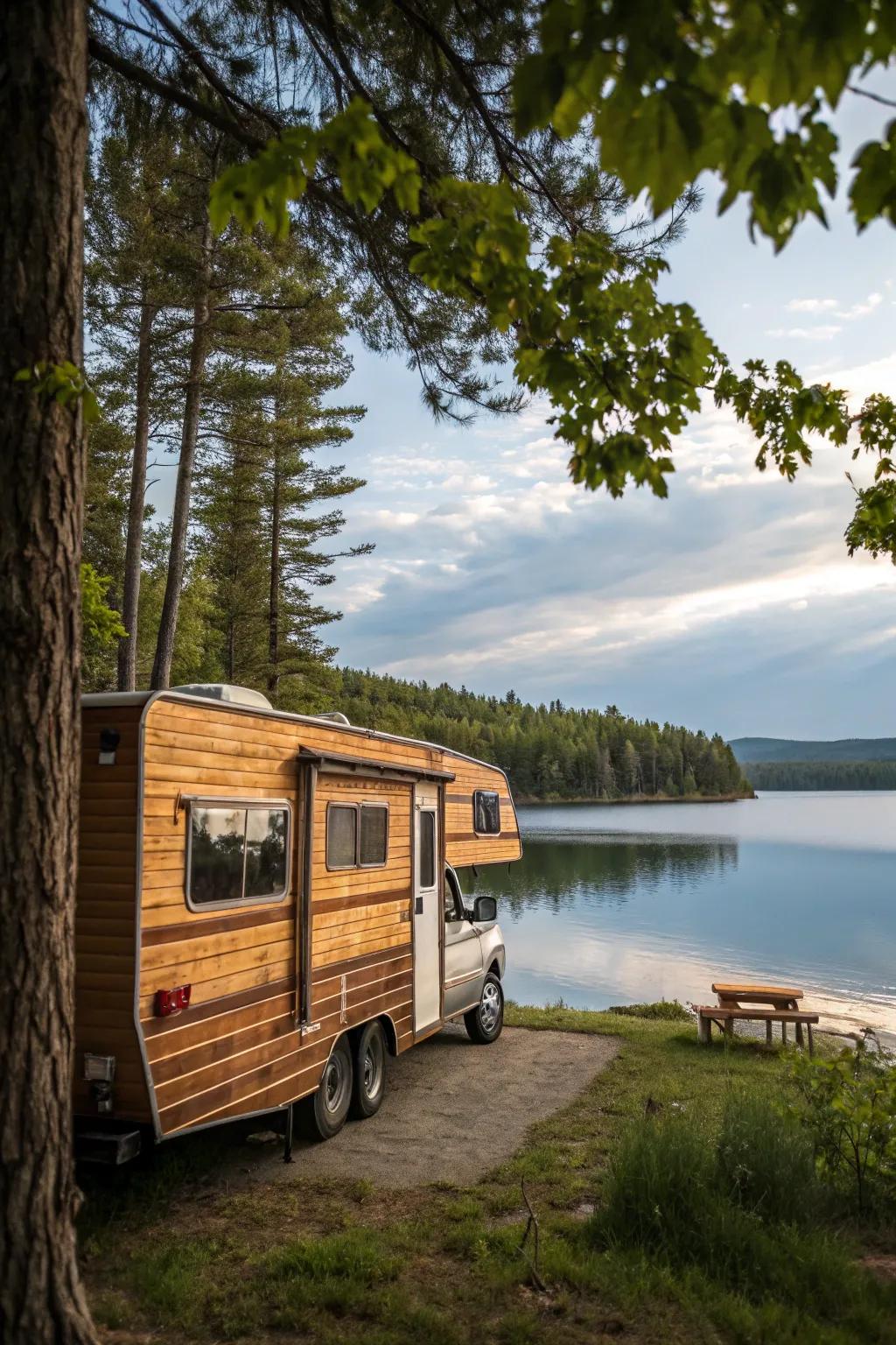 Wood look brings a snug, rustic sensation to your RV.