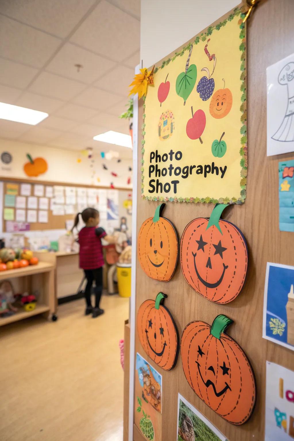 A pumpkin patch display board radiating positivity.