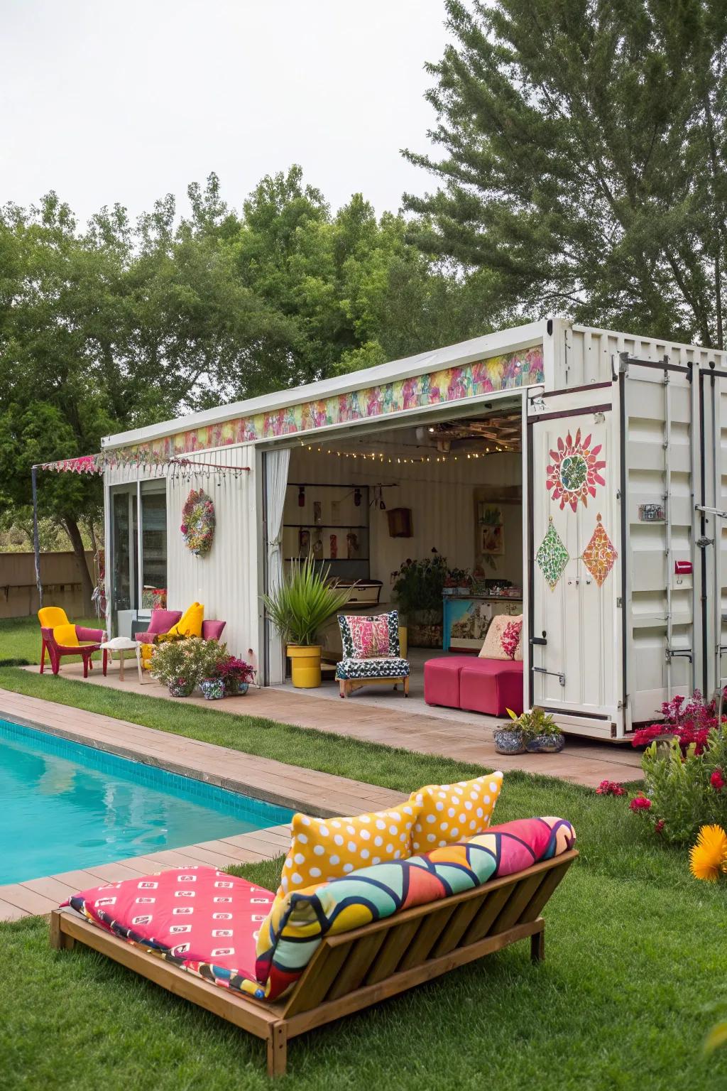 Infuse vitality into your pool house with colorful features.