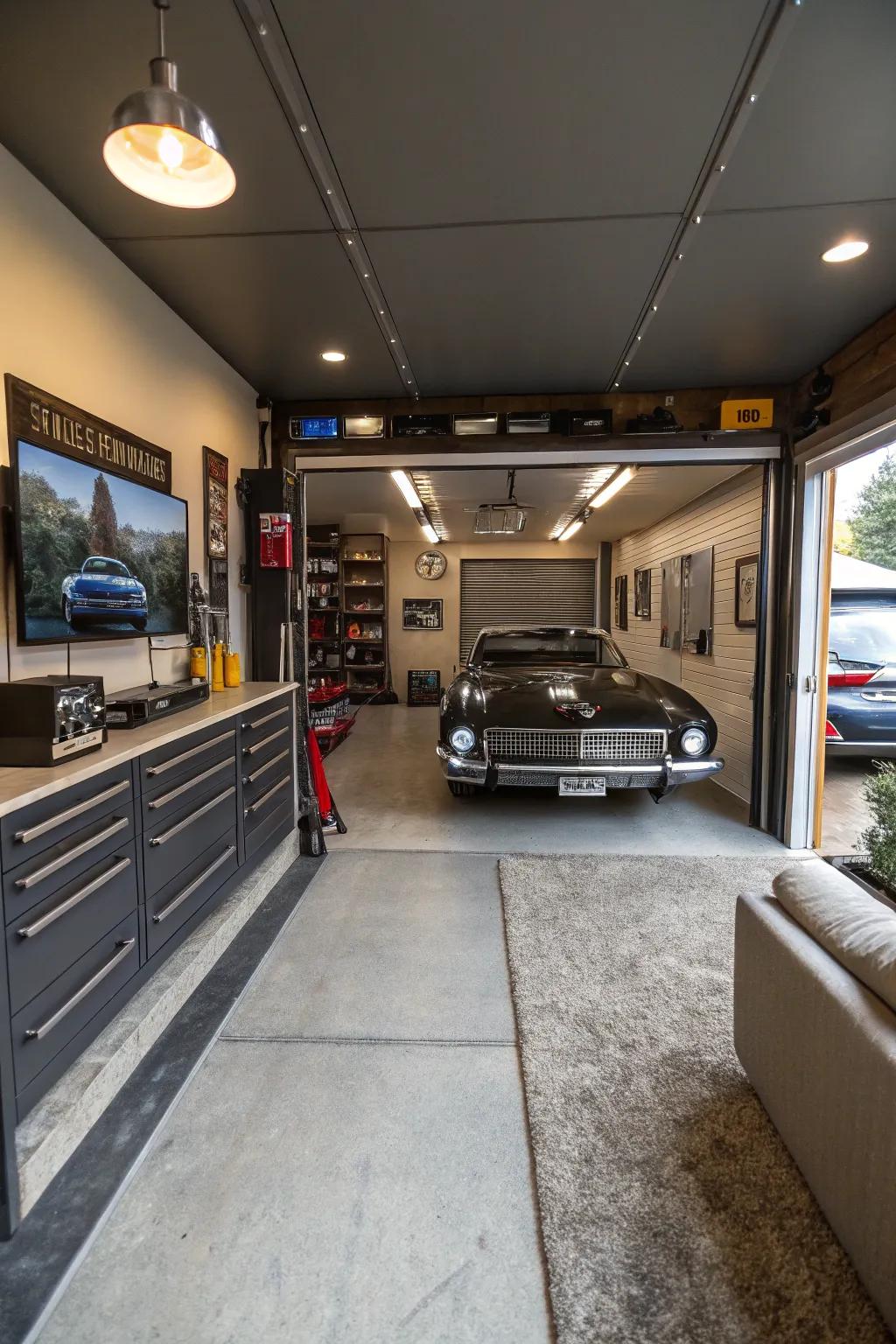 A garage arrangement can add practicality and flair.