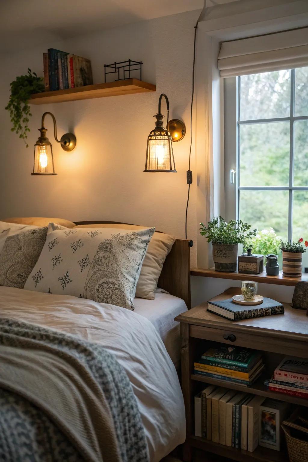 Wall lamps perfectly combine design and usability in the bedroom.