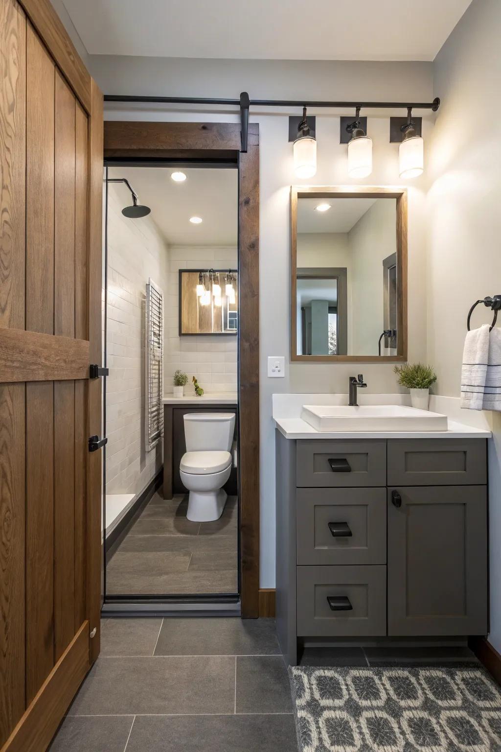 Sliding doors provide a sleek solution for areas with limited space.