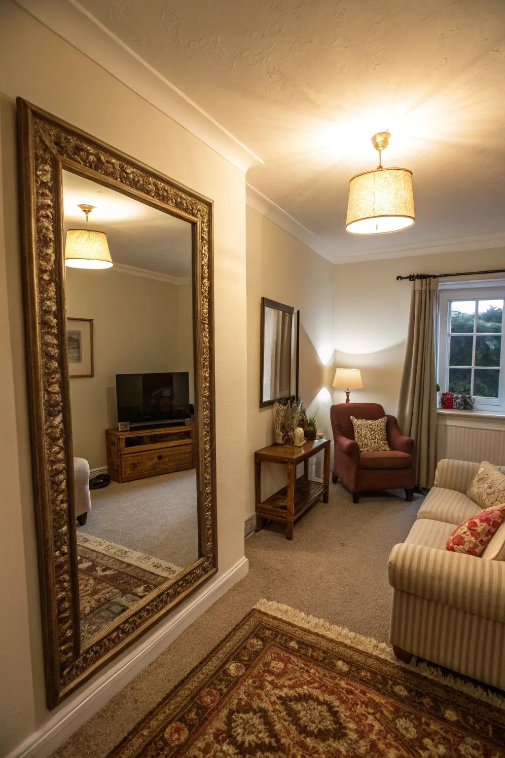 Mirrors brighten areas and deepen spatial perception.