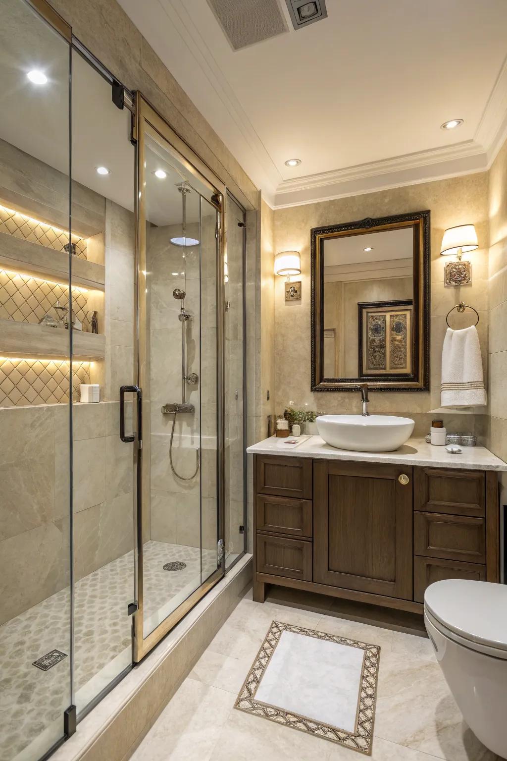 Sophistication meets functionality with pivot doors.