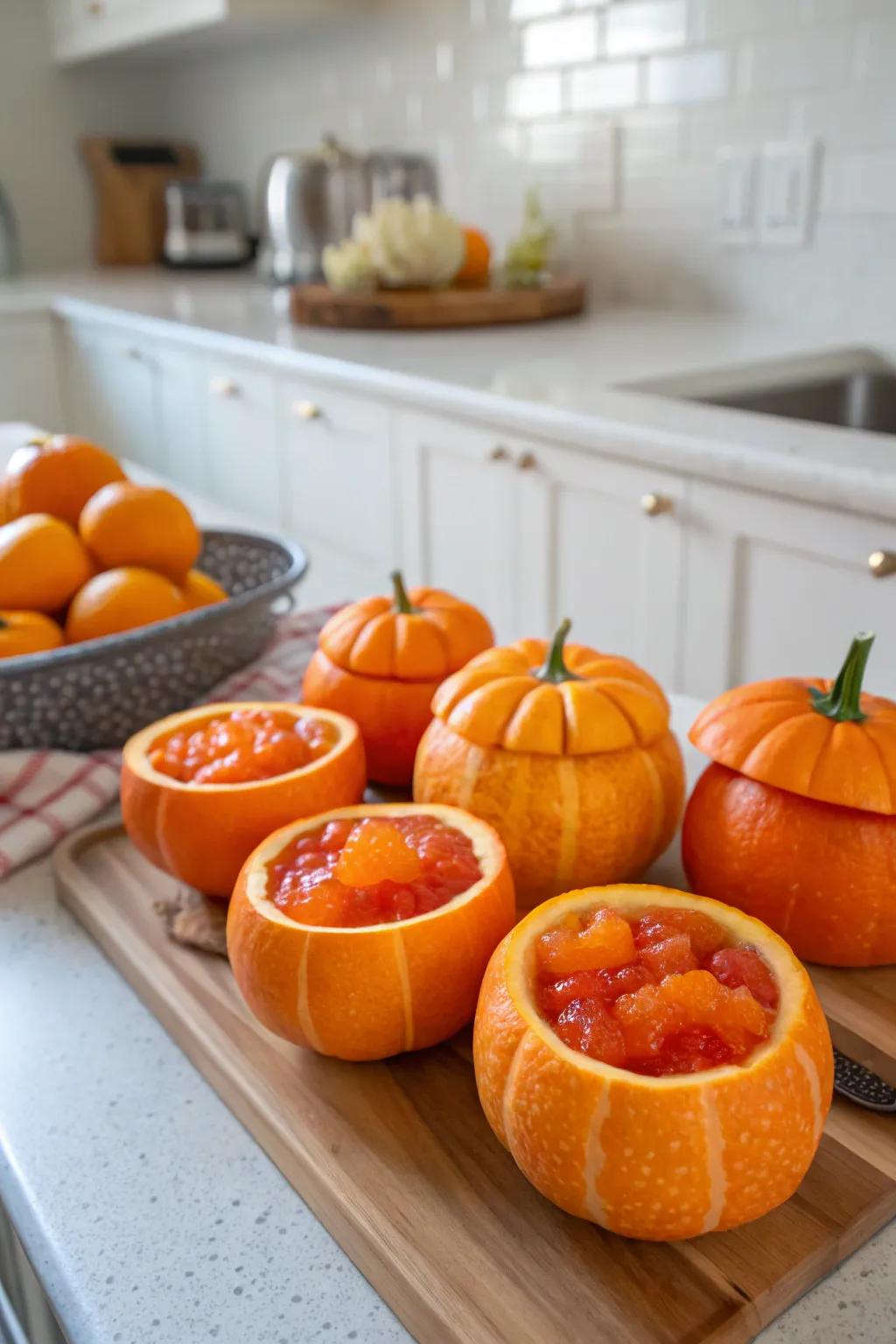 Gourd citrus globes adding a citrusy kick to Halloween.