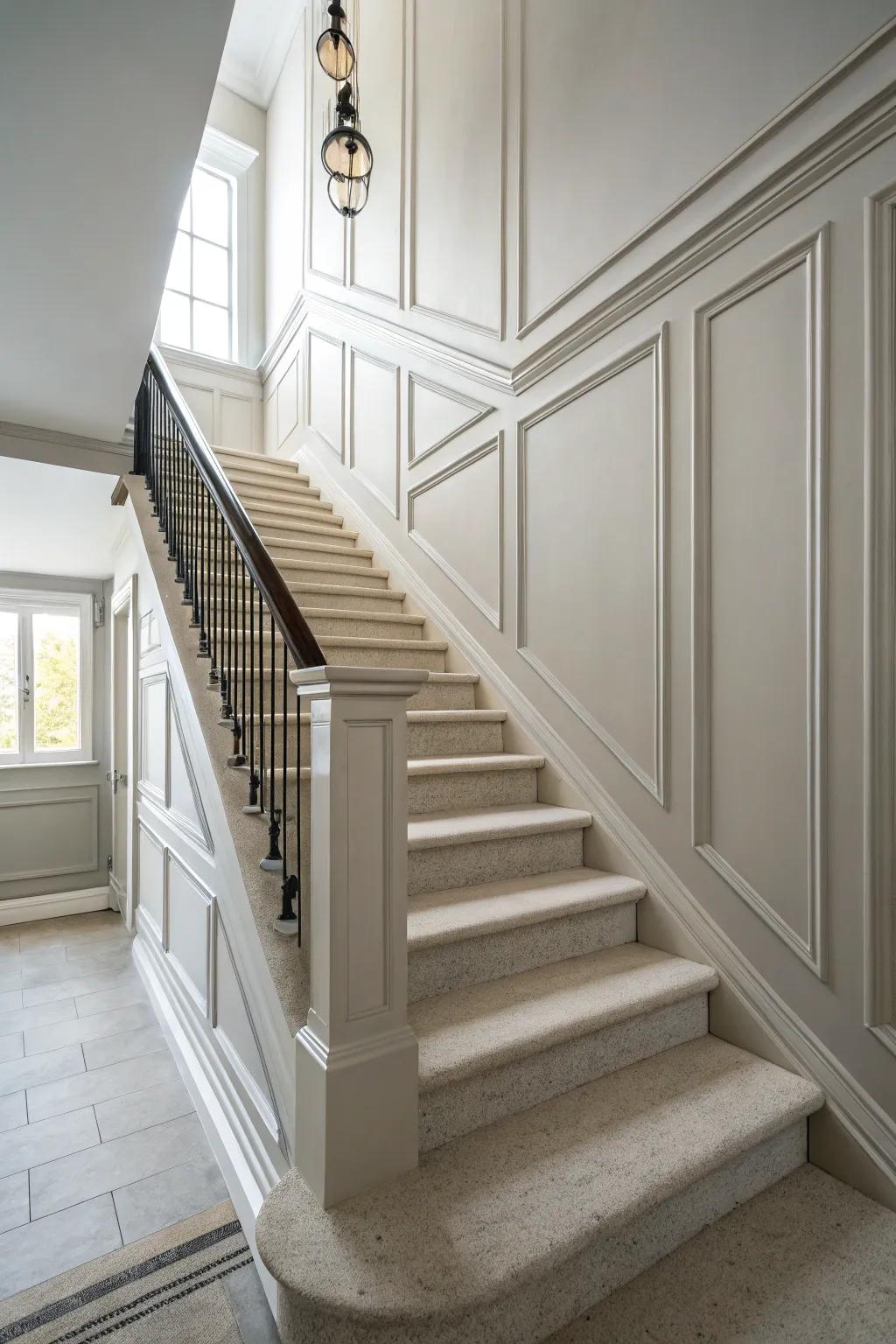 Neutral colors act as a serene foundation for your molding features.