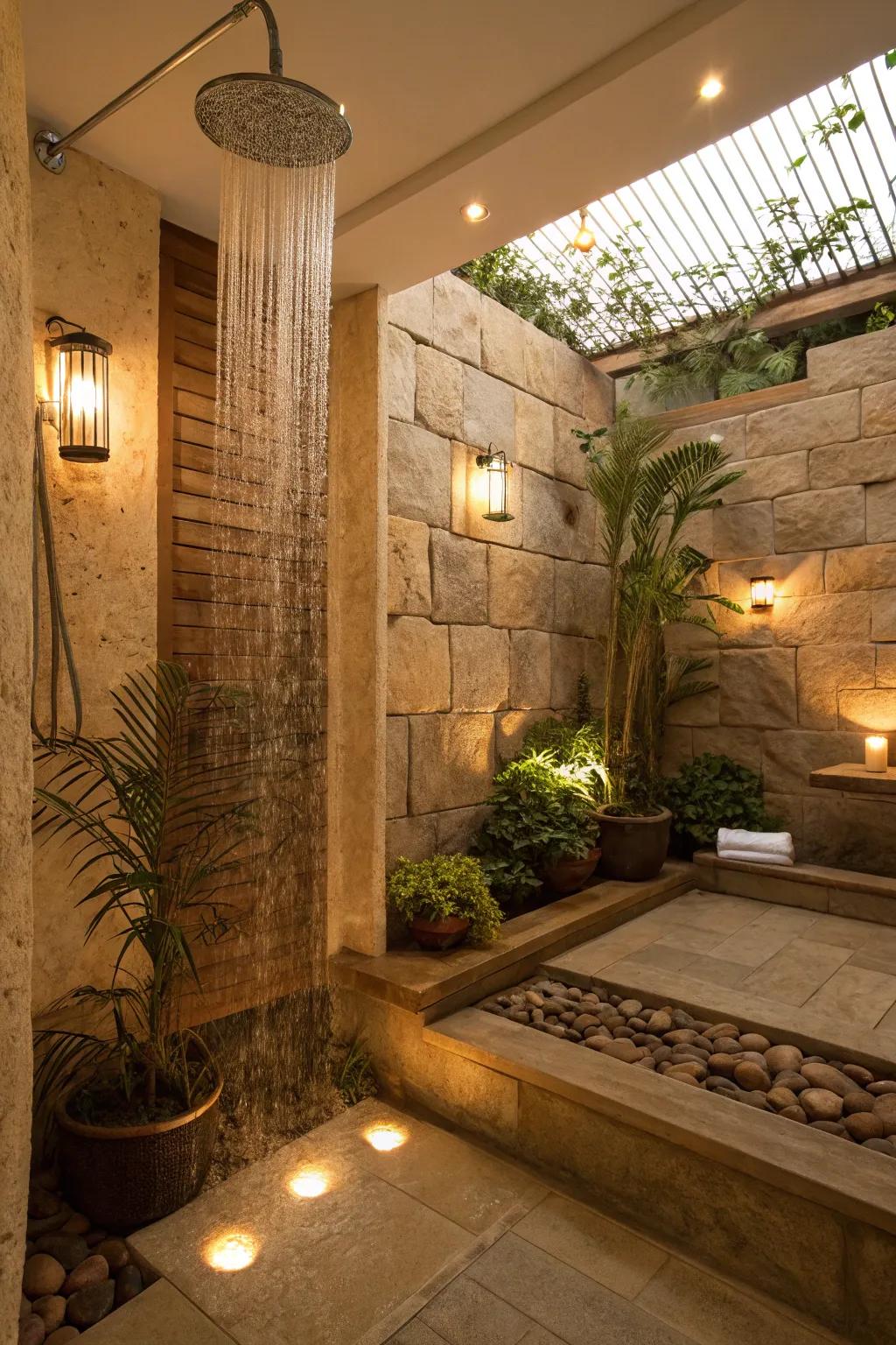 Convert your bathroom into a spa-like haven with stone elements.