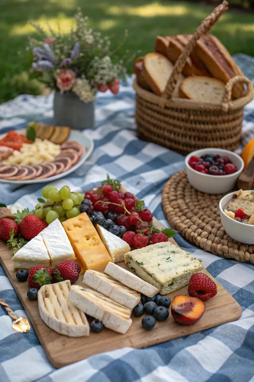 A beautifully designed array of gourmet picnic treats