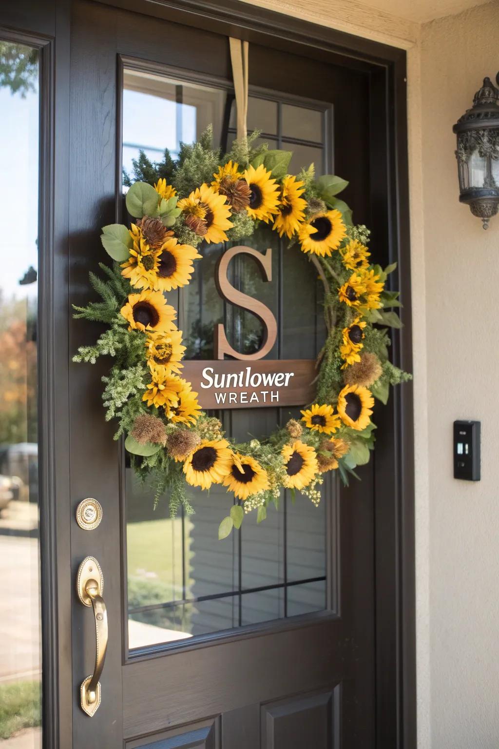 Attach a personal detail with a personalized sunflower wreath.