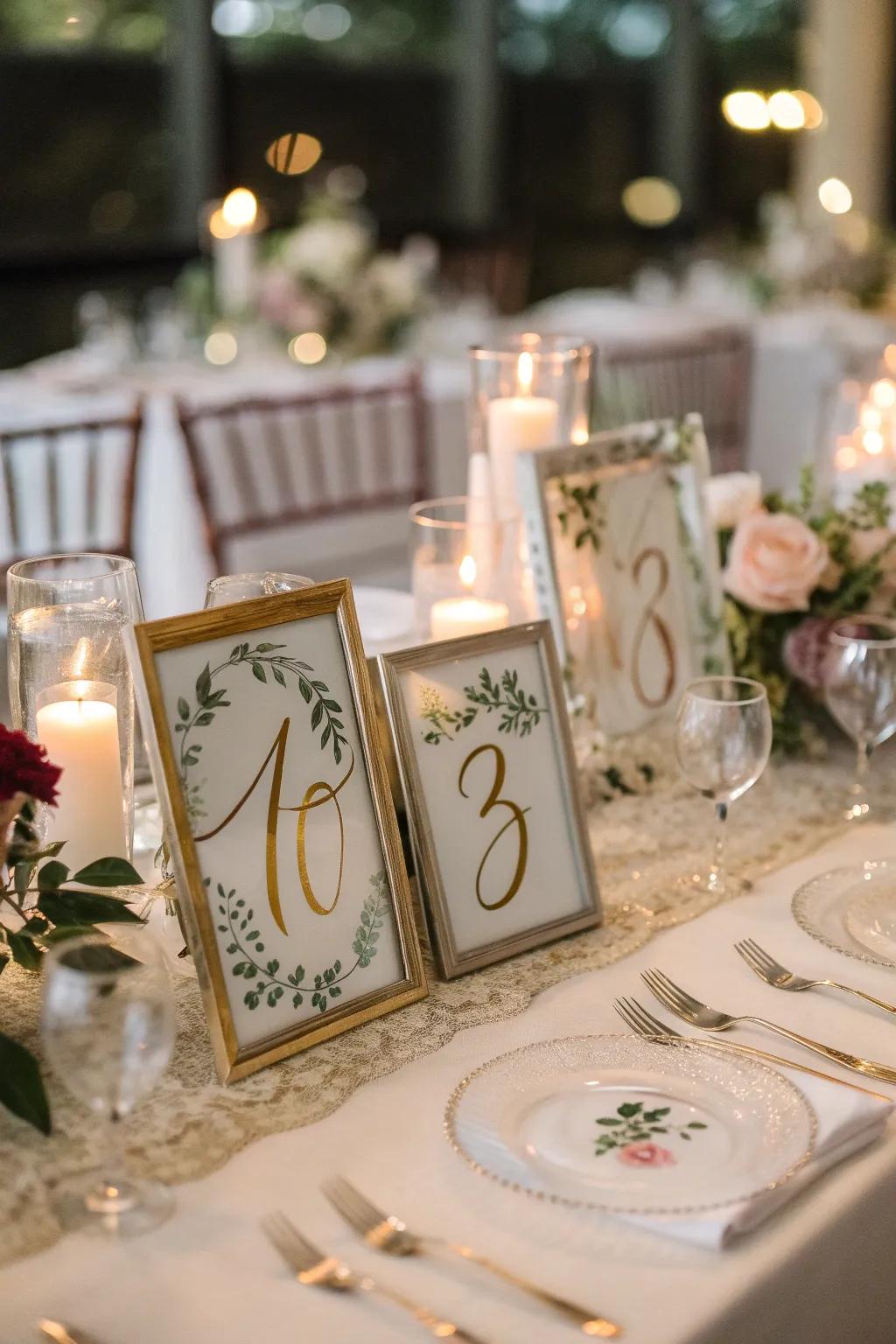 Handwritten glass borders give a timeless sophistication to your tables.