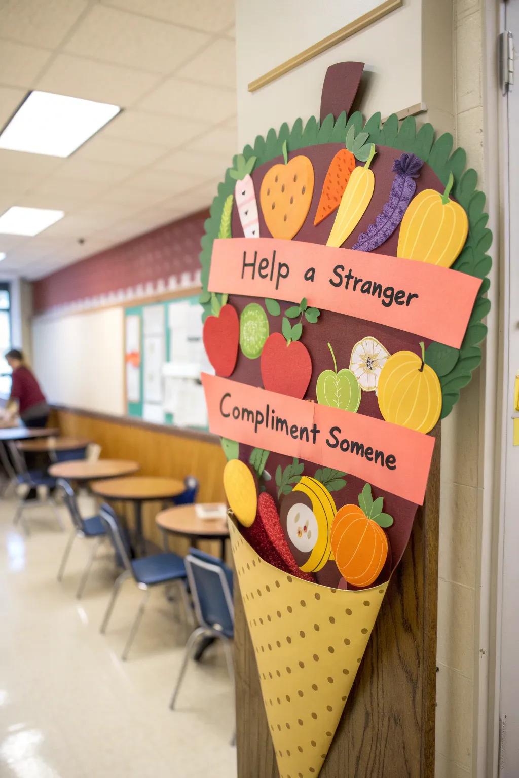 A Horn of Plenty of Kindness showcasing students' acts of goodwill.