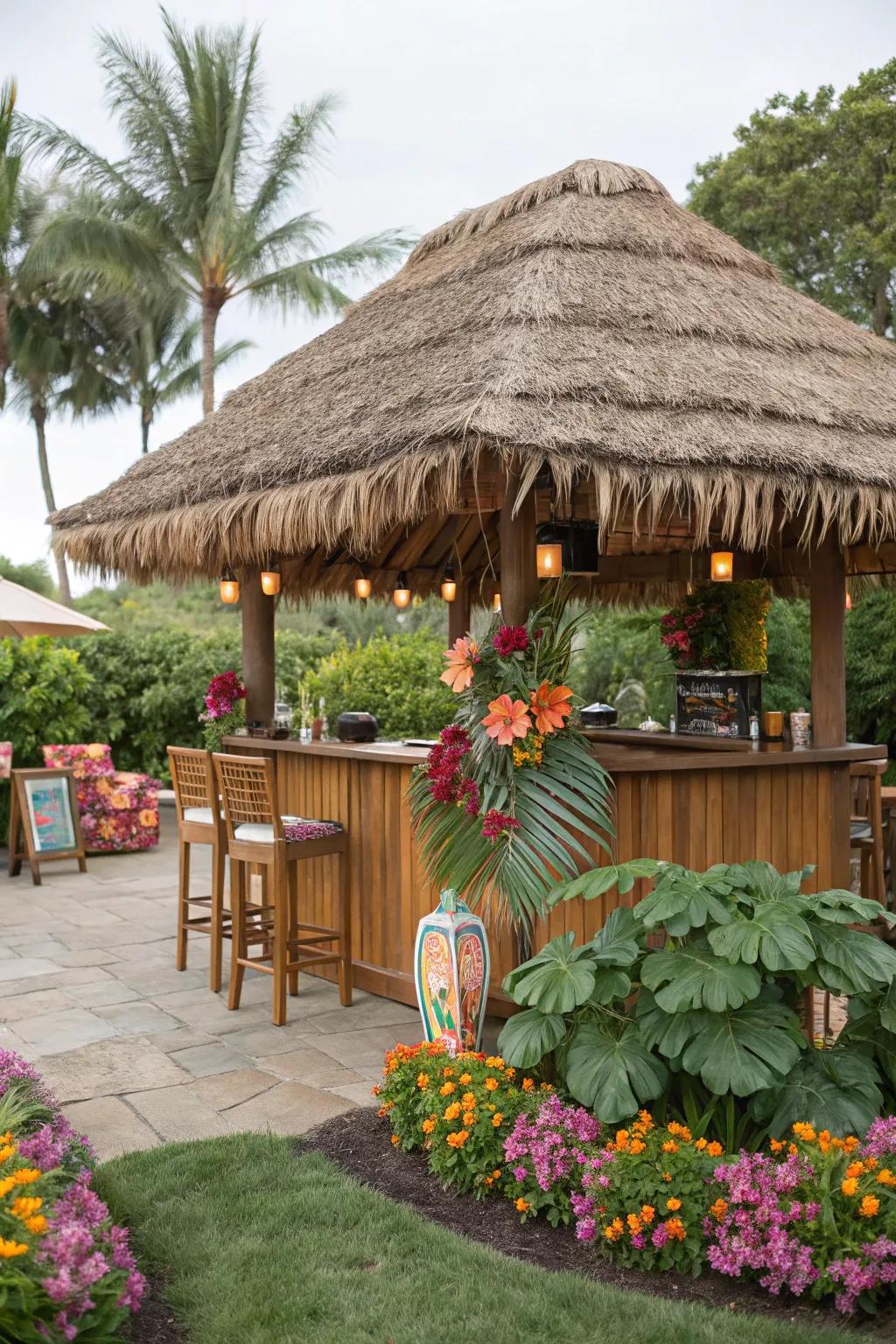 Engineered thatch supplies a genuine visual combined with contemporary durability.