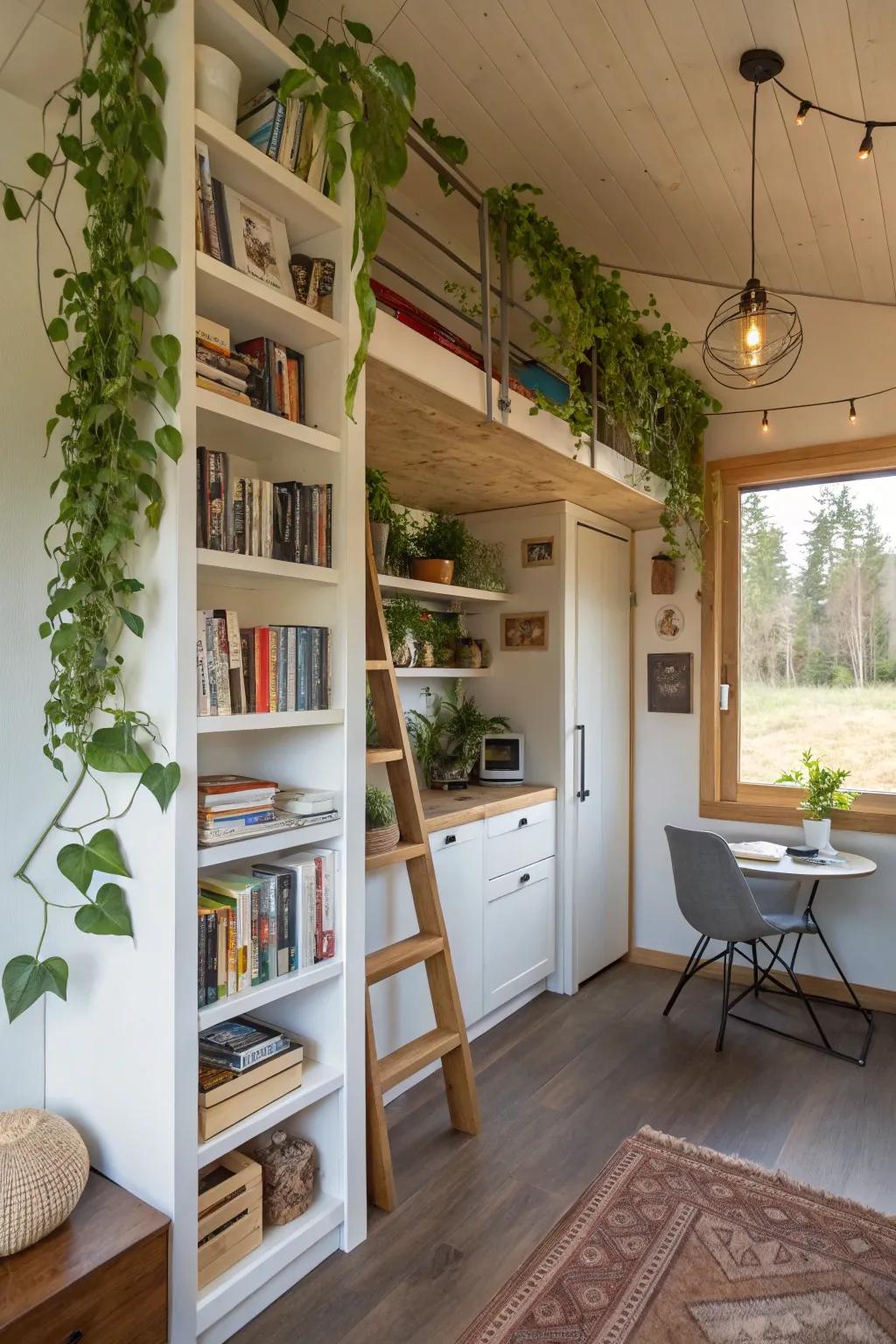 Vertical storage resolutions maintain a clear and systematized floor space.