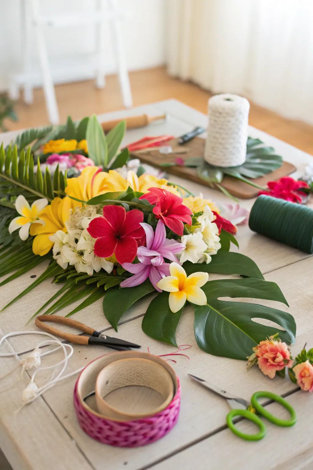 A make-your-own flower headwear station adds a creative aspect.