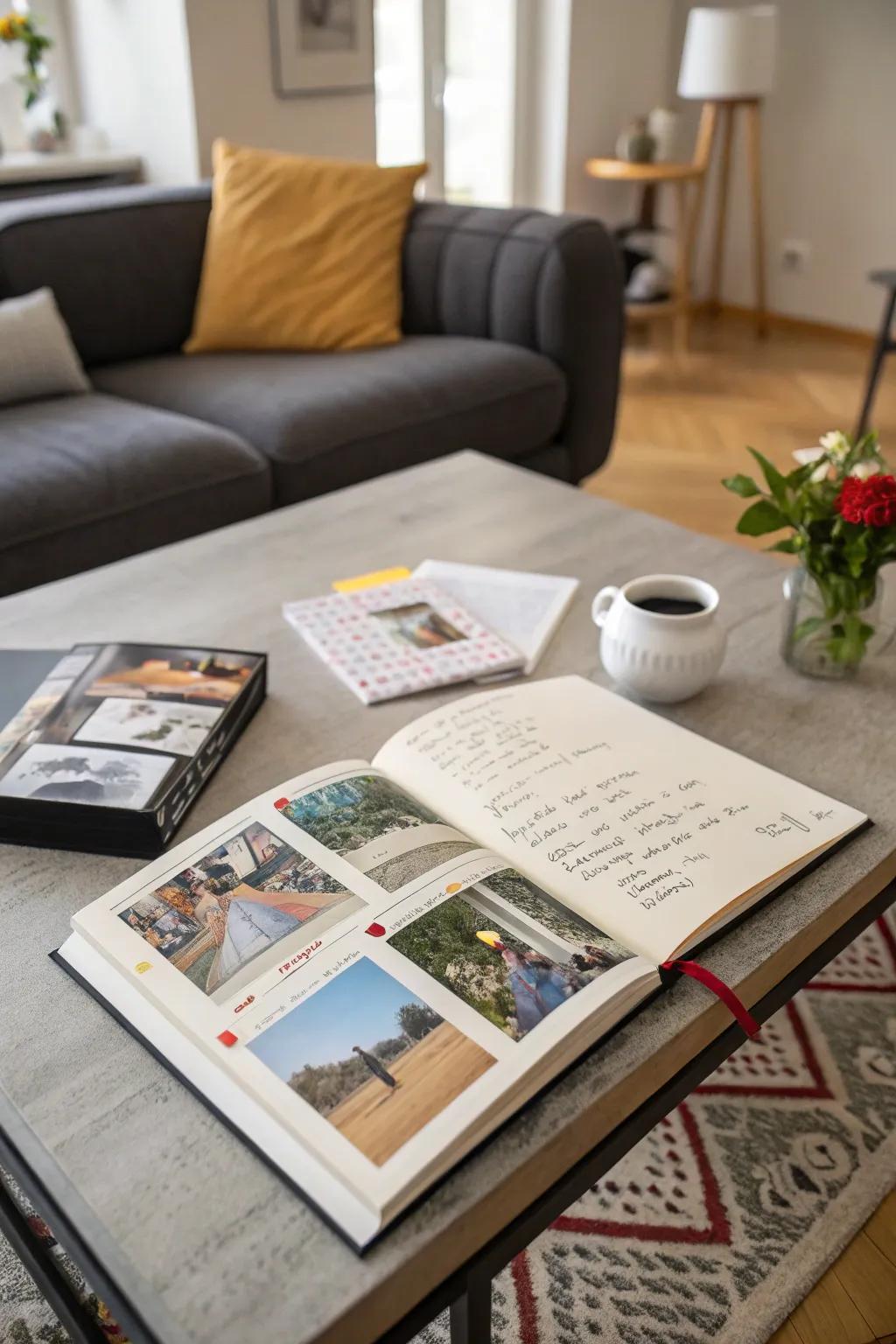 Blend snapshots and messages in an inventive photo display.