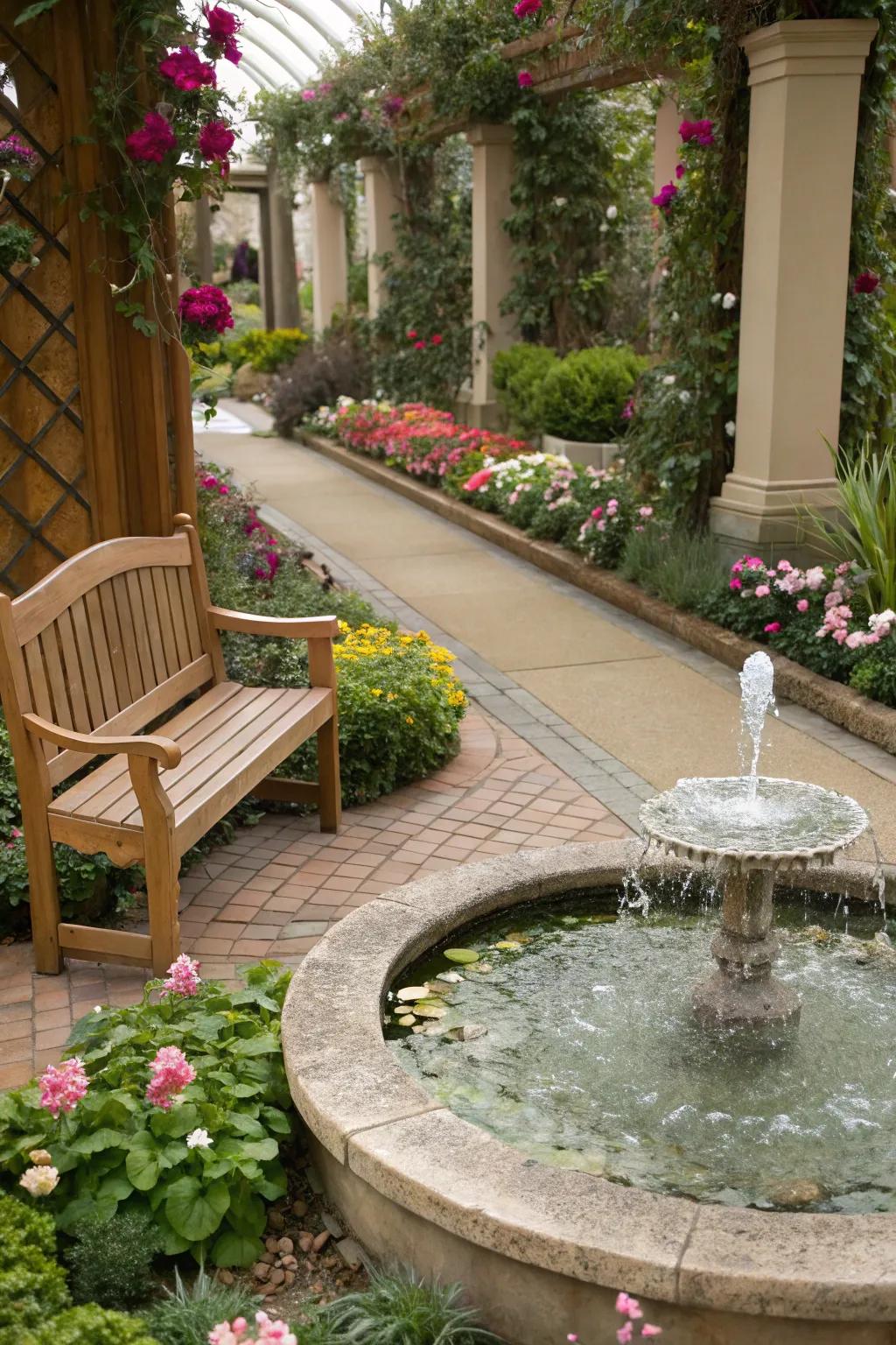 Playful water features evoke joy and wonder.