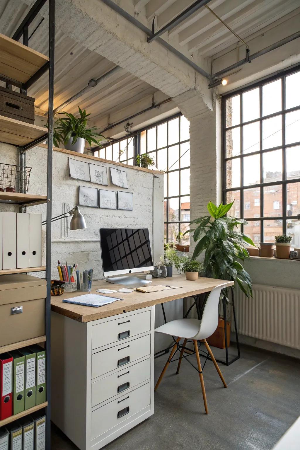A practical workspace is the core of your loft office.