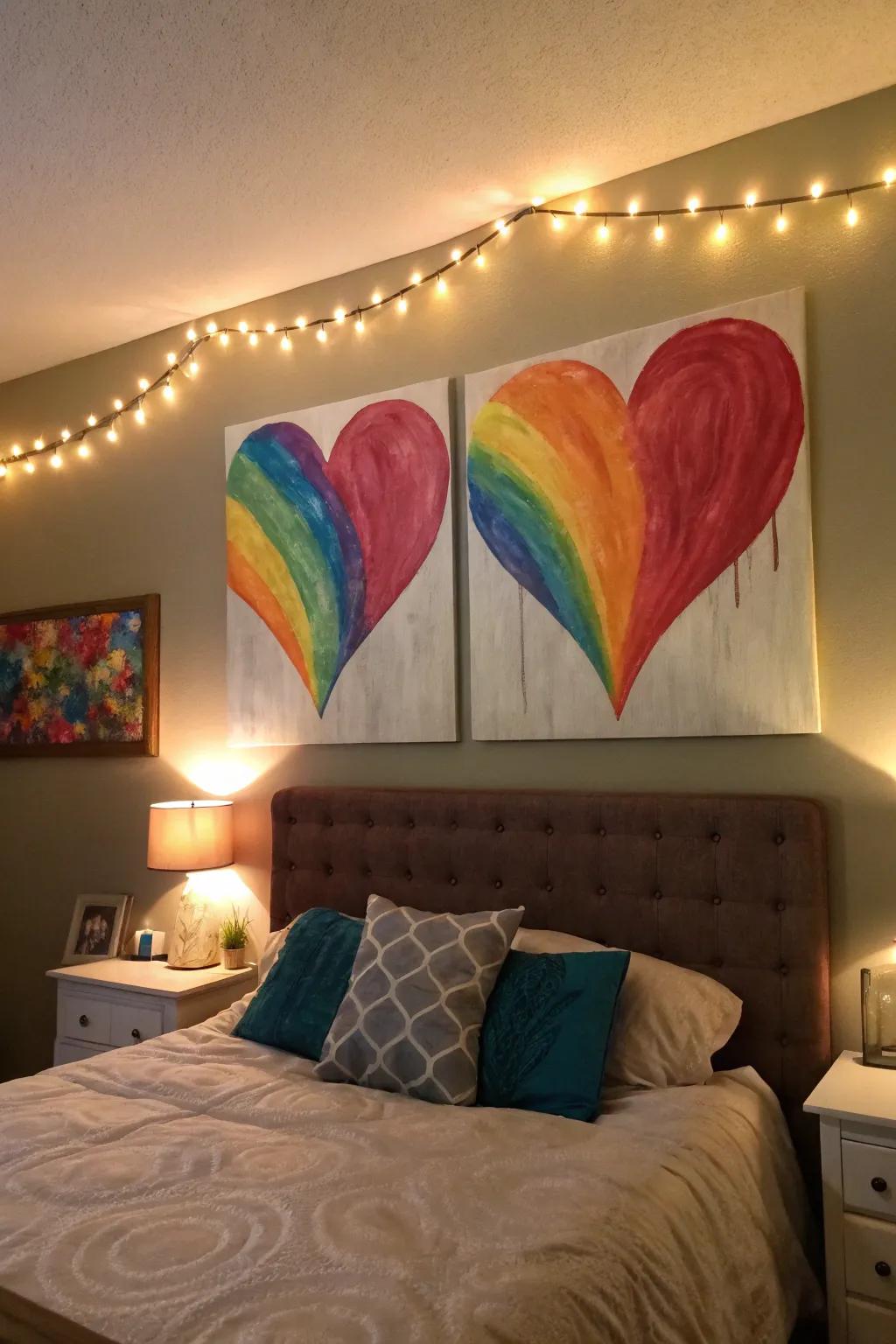 A split surface heart represents unity and affection.