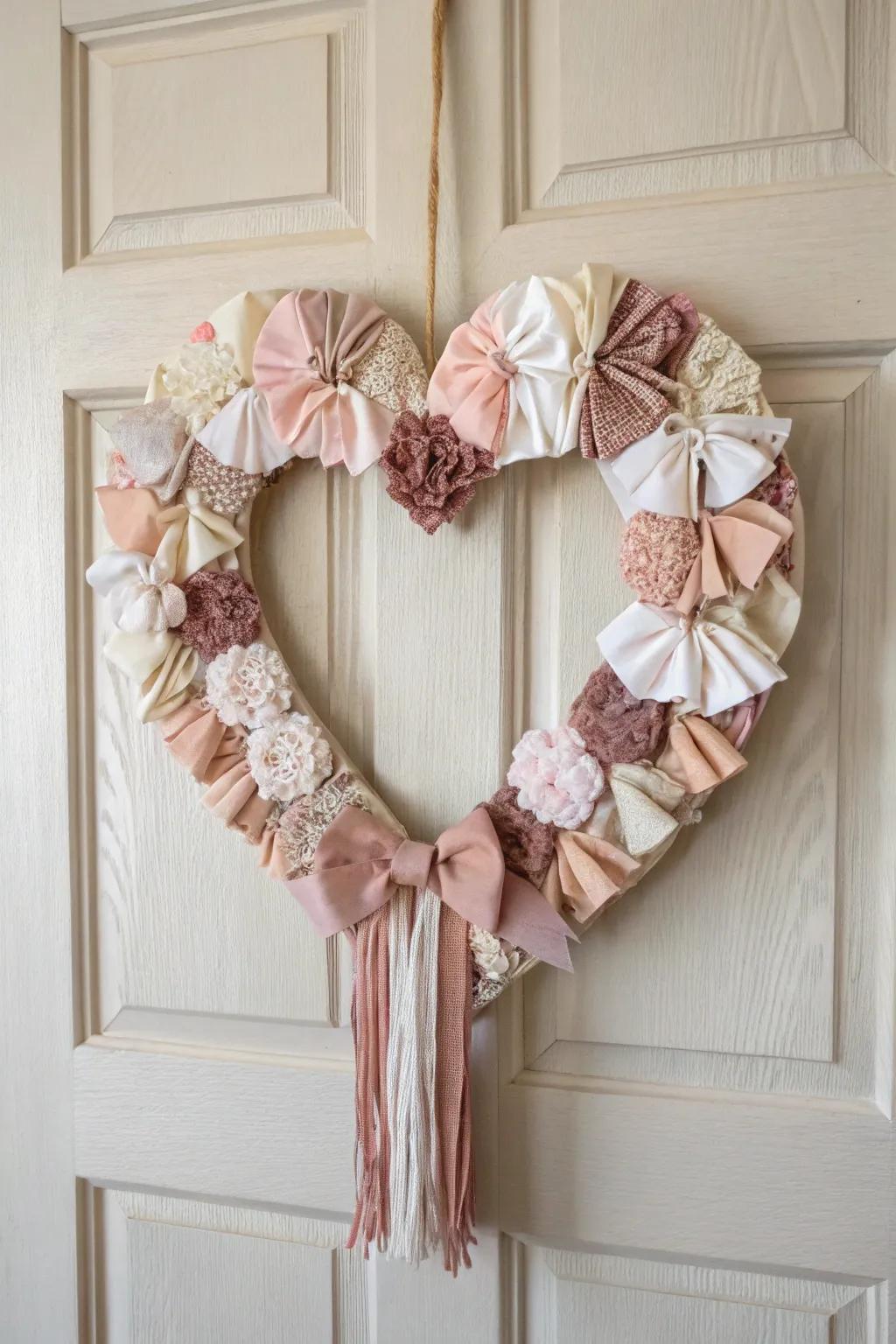 Convey affection and warmth through a handcrafted Valentine's wreath that radiates simplicity and appeal.