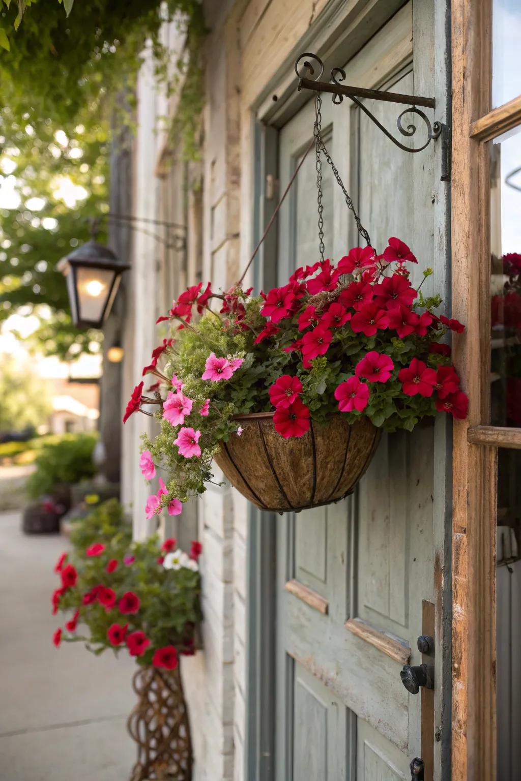 Your Valentine's Day door is given a revitalizing and festive touch with a floral basket.