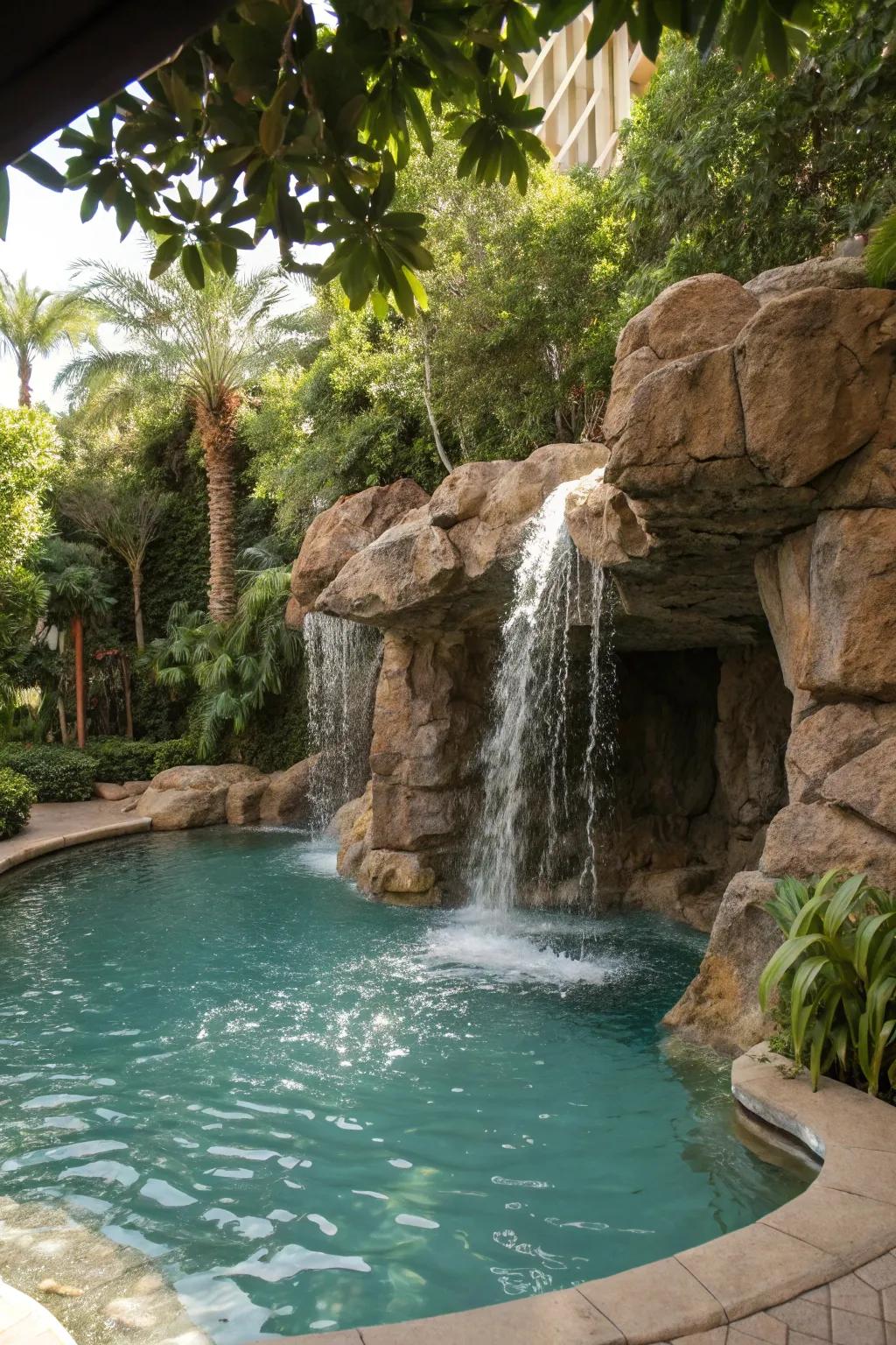 A waterfall is not only visually stunning but also contributes a peaceful atmosphere to your pool setting.