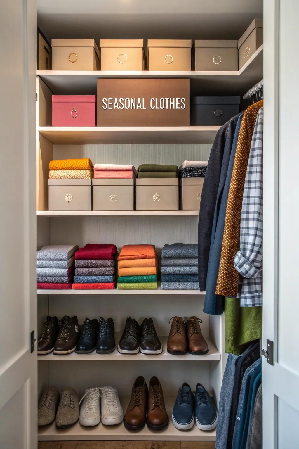 Top shelves offer smart storage for items used less often.