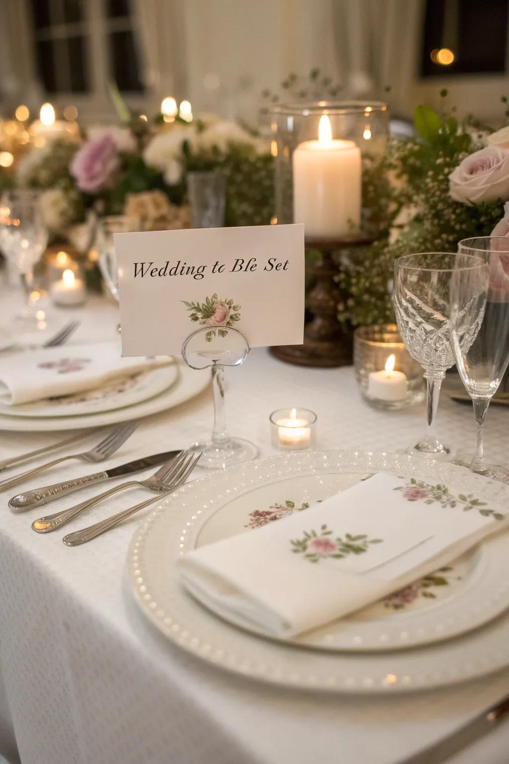 Bespoke spot indicators contribute a personal aspect to your wedding tables.