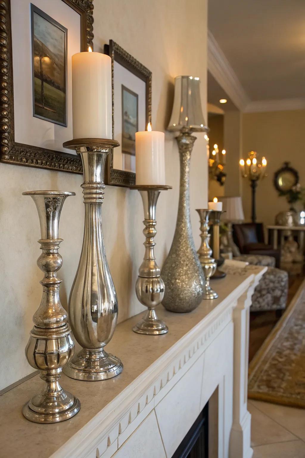 Enhance sparkle with metallic elements in your decor.