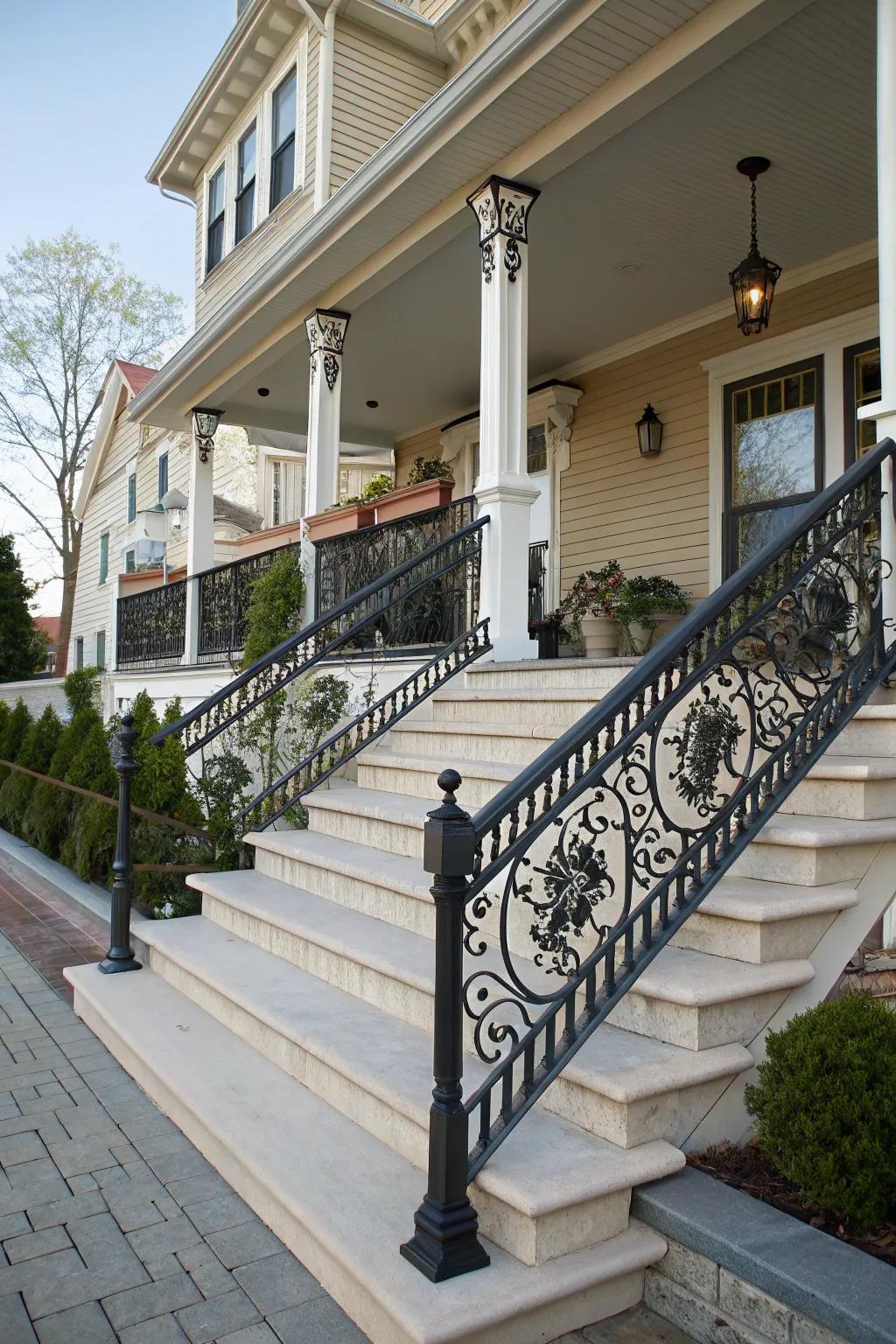 Ornamental railings enhance refinement and protection.