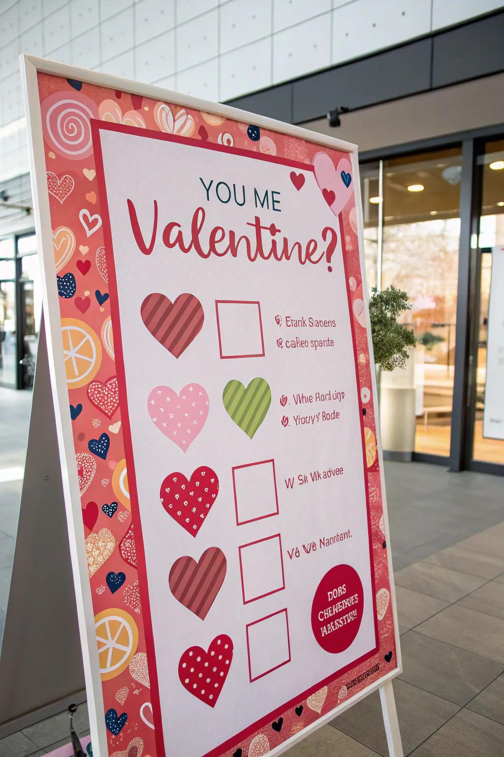 A Valentine's poster that uses interactive tick-boxes for a playful twist.