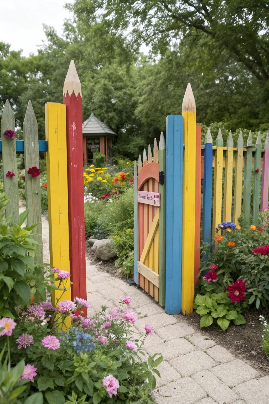 A pencil-shaped gate brings a spark of fun and creativity.