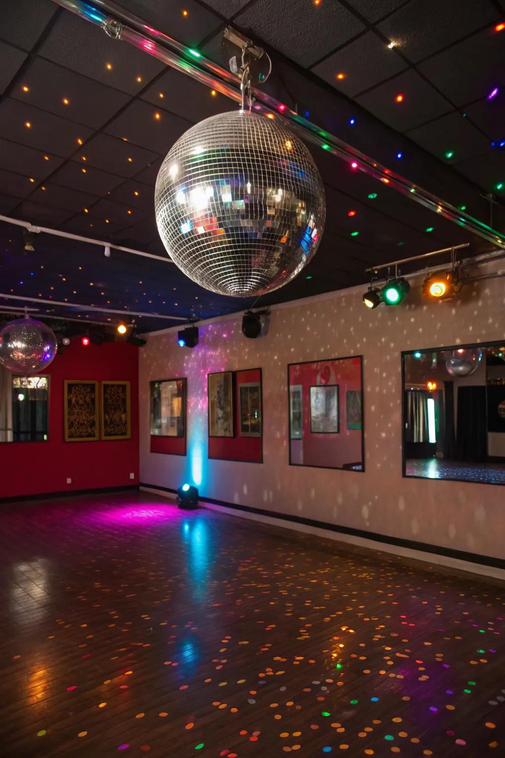 A reflective sphere adds a sparkling element to your Y2K-themed area.