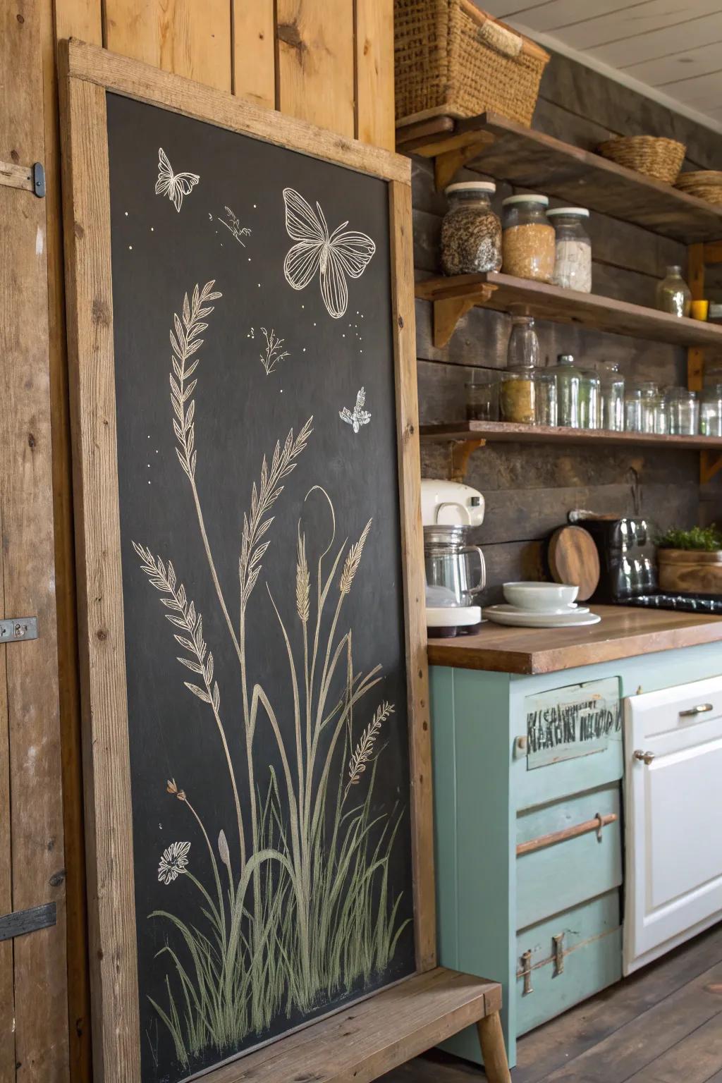 Nature's awakening displayed through chalk art.