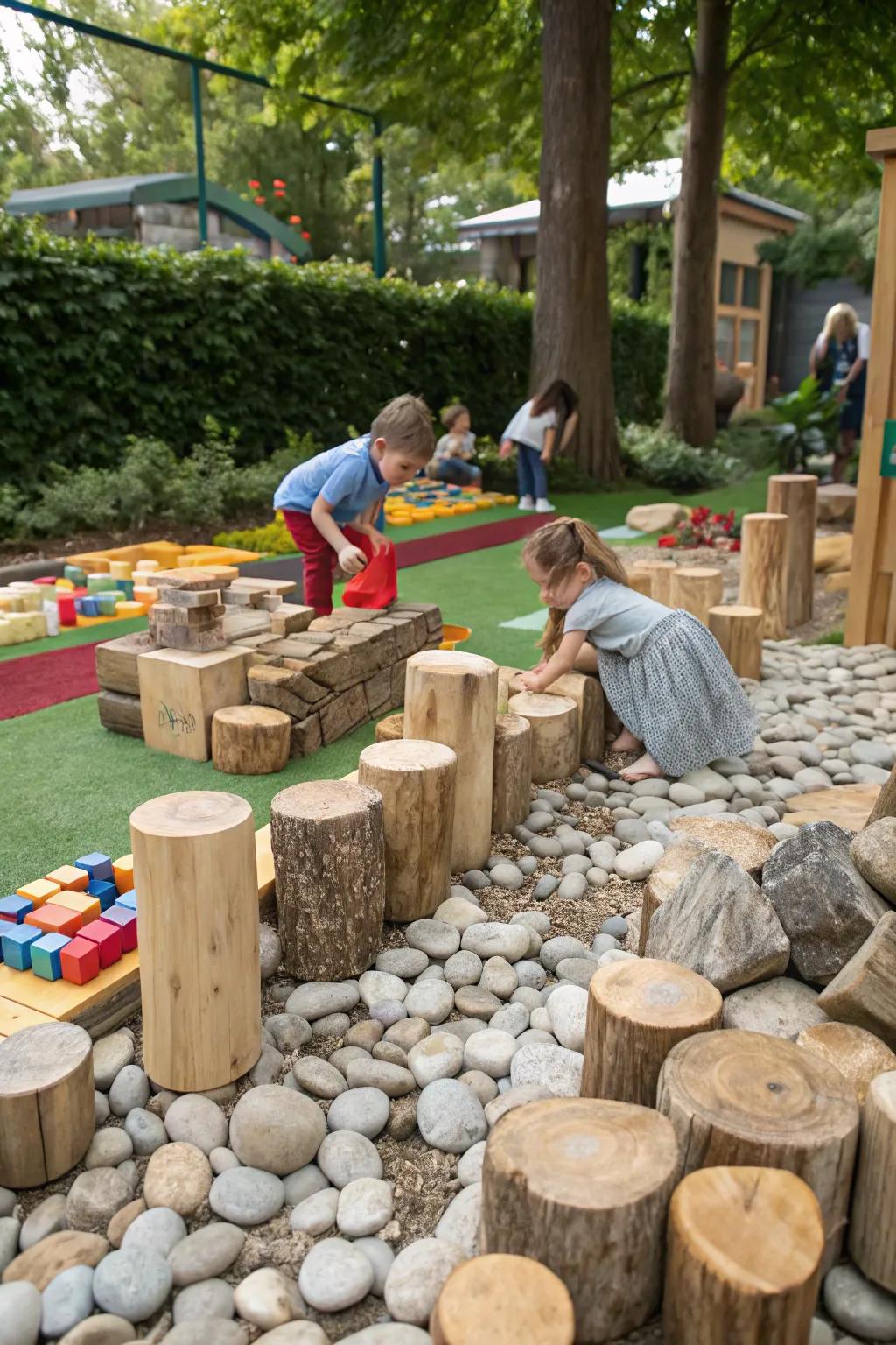 Fusing nature with block activities.