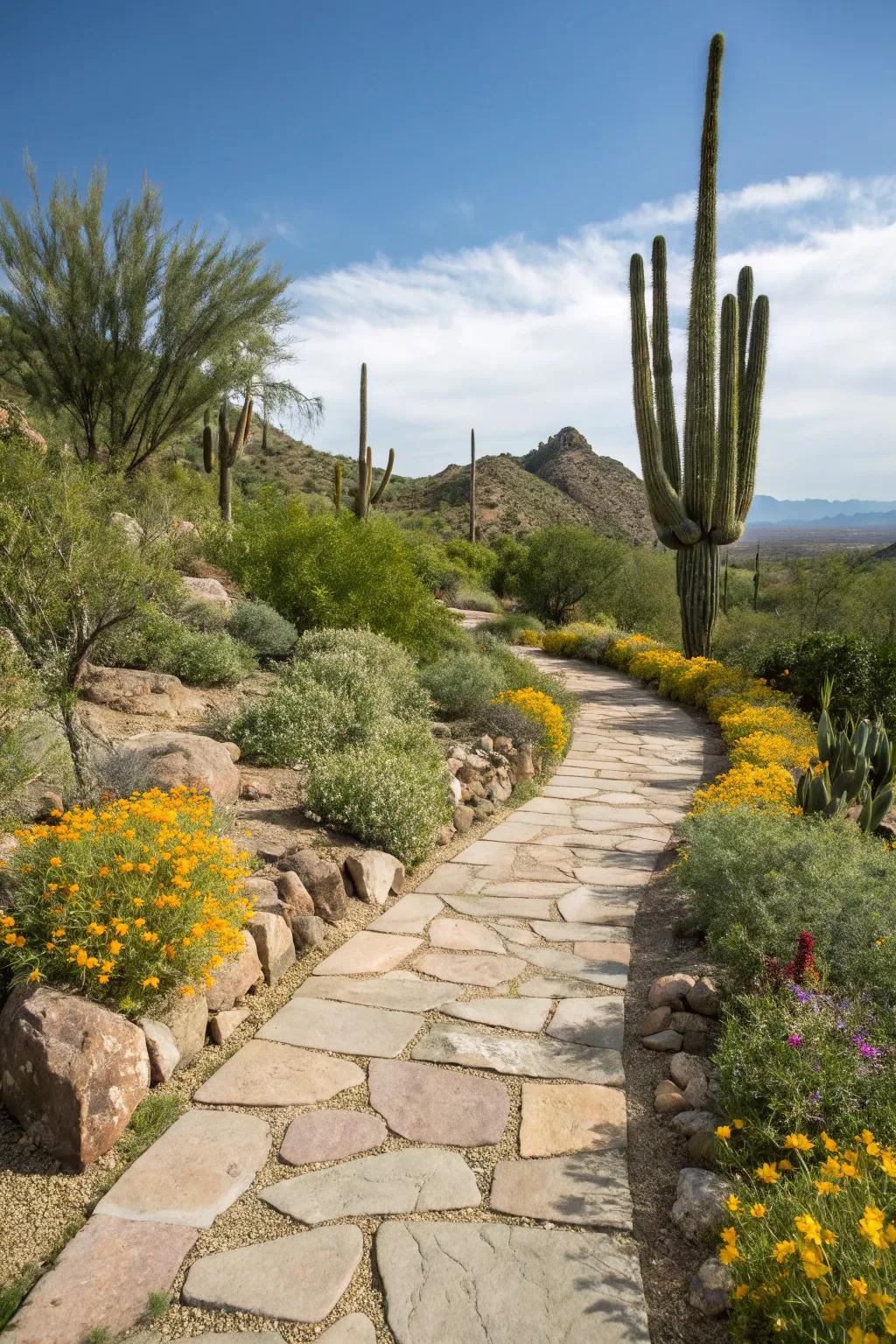 Pathways connecting different areas of the garden.