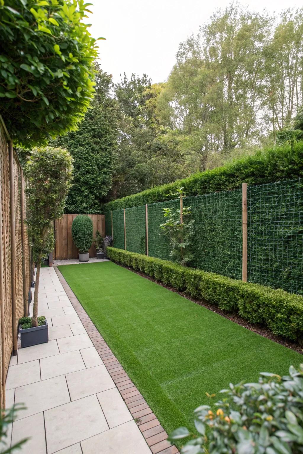 Your individual secluded retreat featuring artificial grass and fencing.