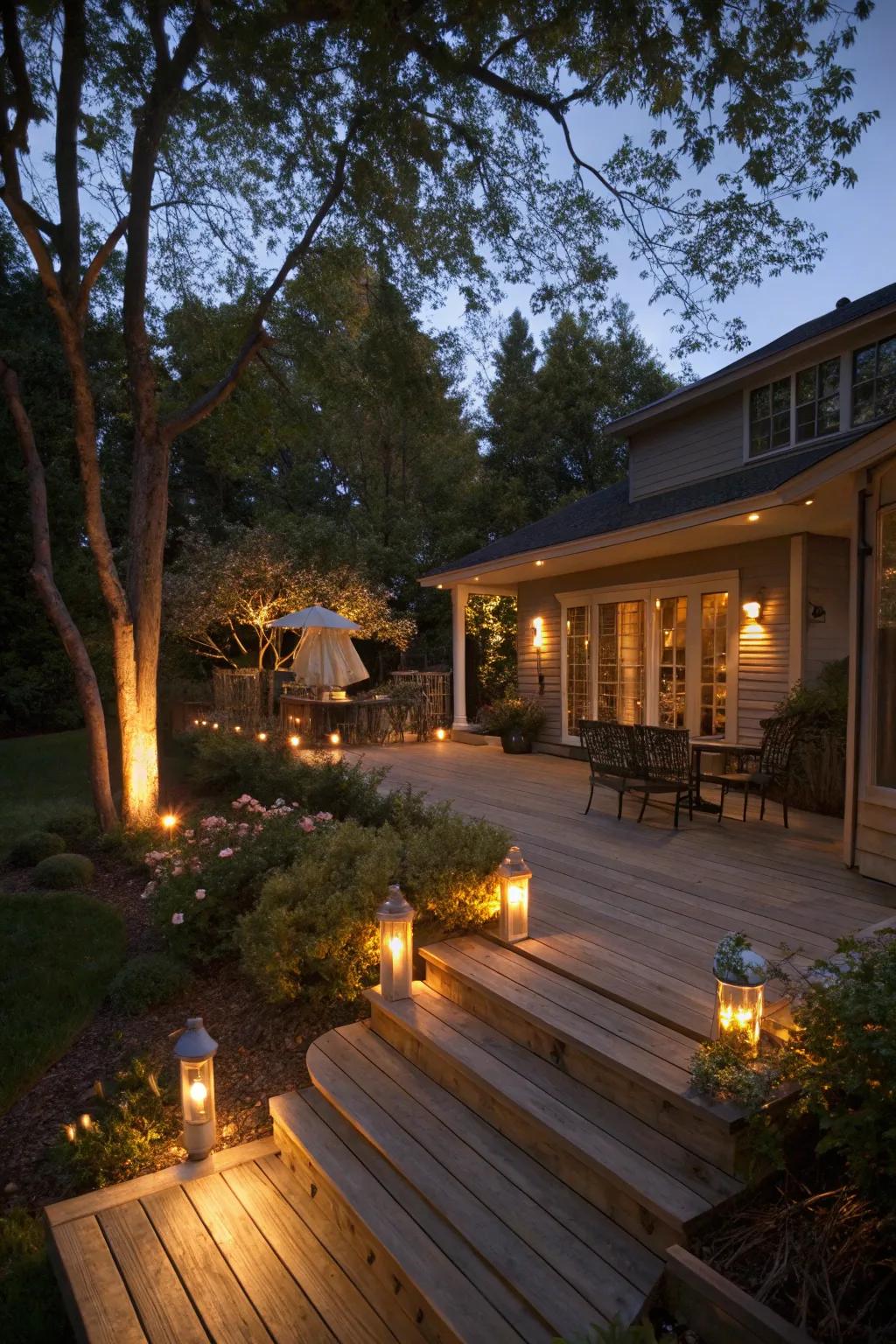 Thoughtfully positioned lighting generates a cozy and welcoming ambiance.