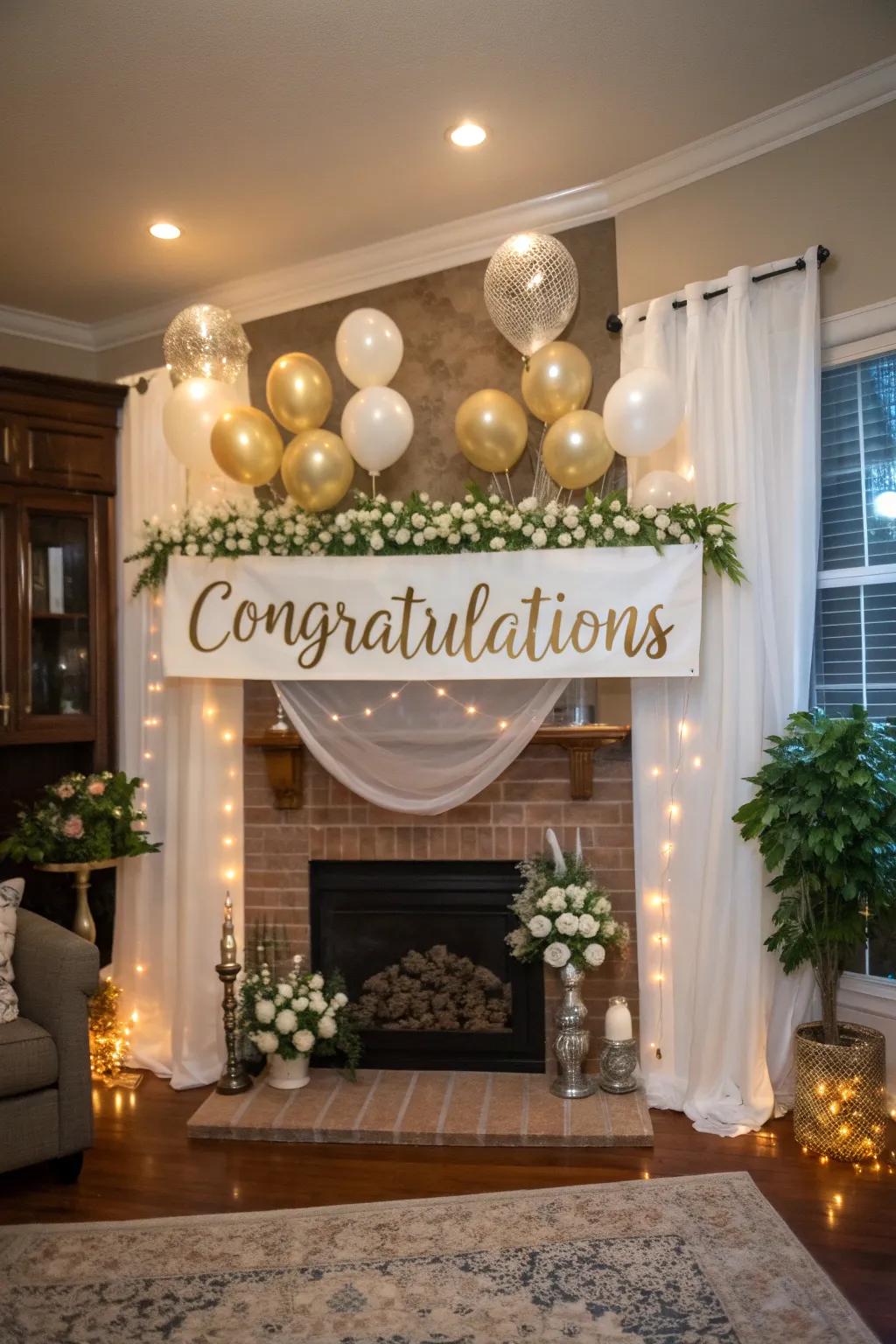 Celebrate with an inspiring message displayed on your backdrop.