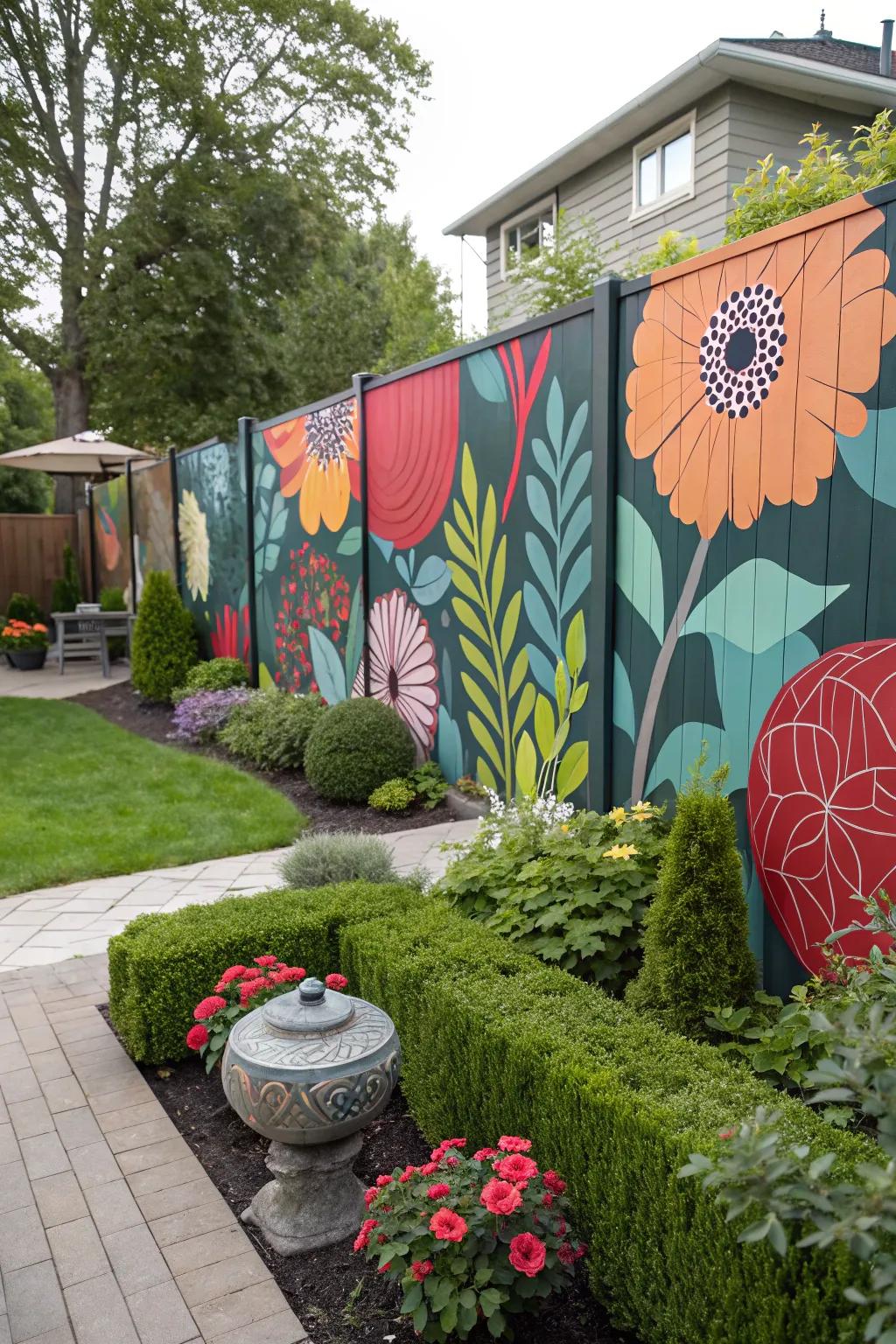 Abstract floral designs offer a modern twist to fence art.