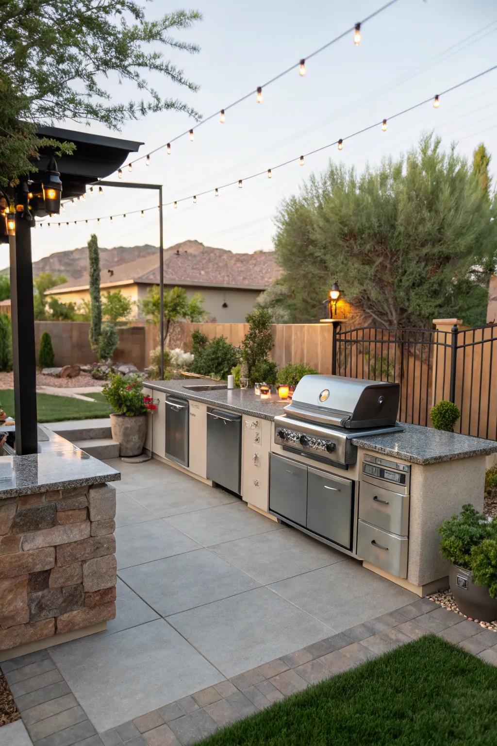 Cook and entertain outside with a functional cooking space.