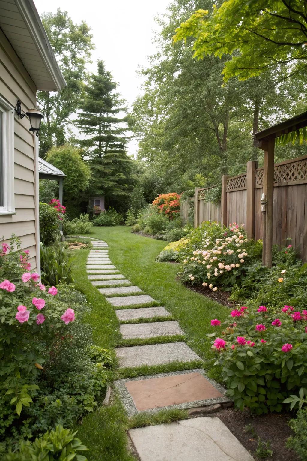 Alluring walking paths guiding through your garden's idyllic setting.
