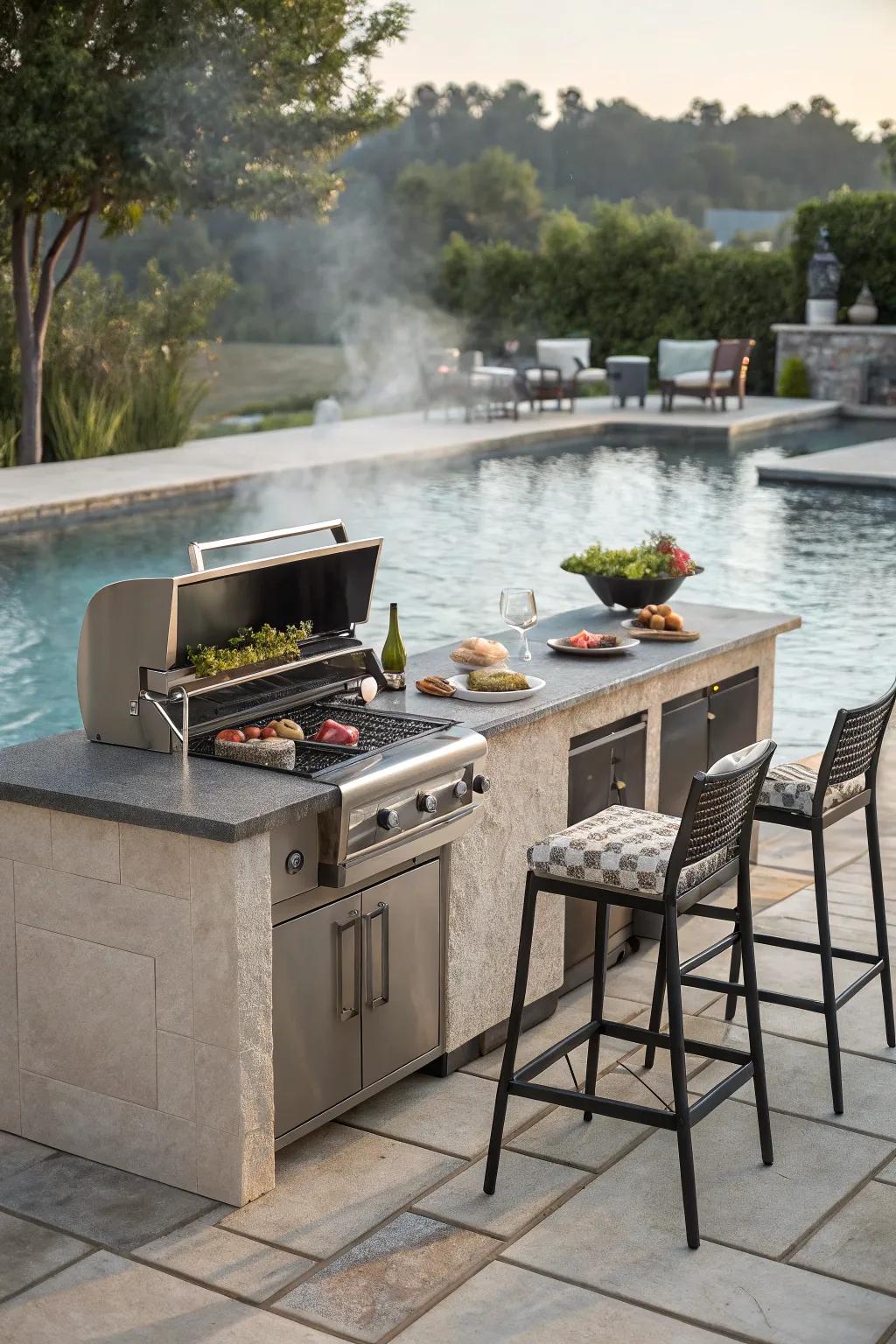 Improve your entertaining capabilities with a fully furnished outdoor kitchen.