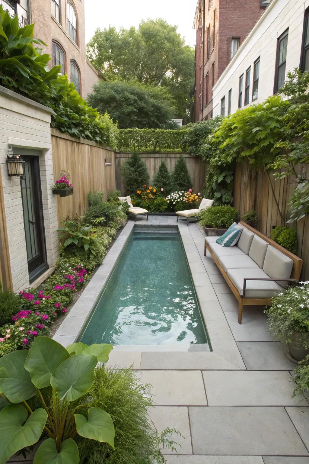 A compact pool designed smartly for limited spaces.