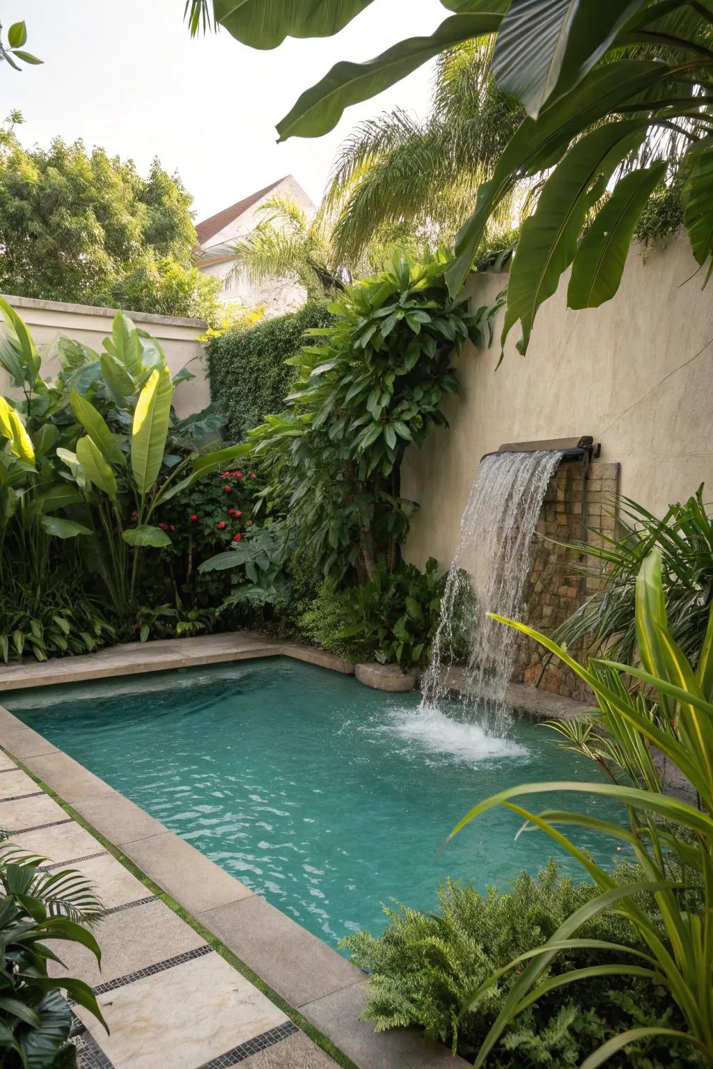 Water accents provide a tranquil sound environment to your pool space.