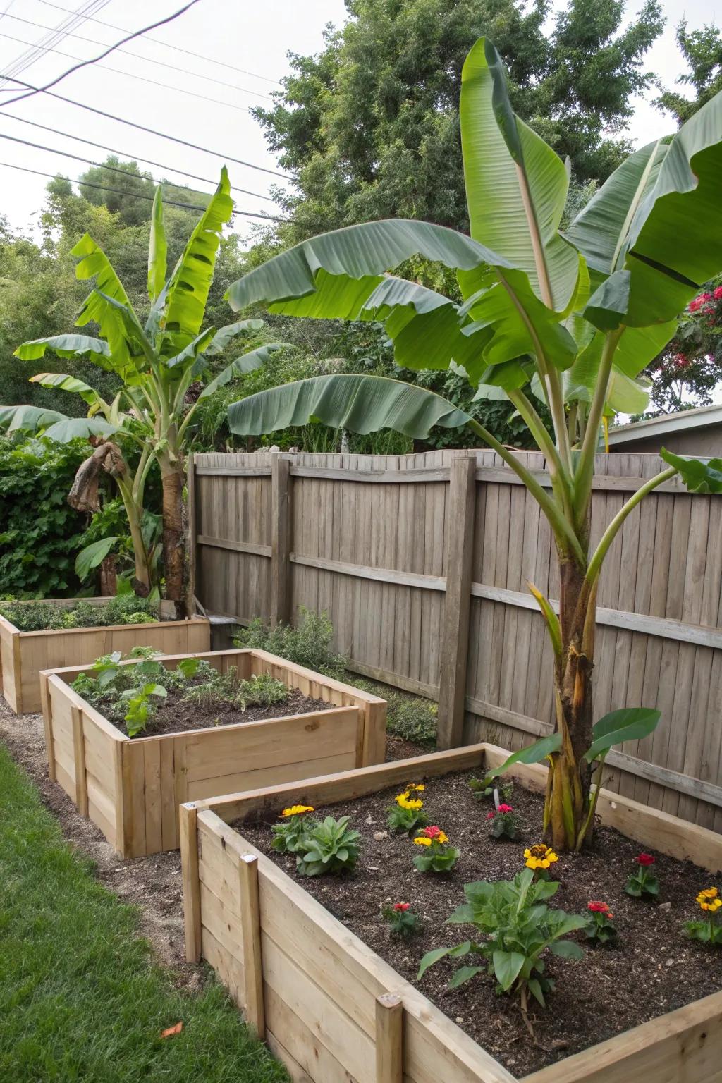 Maintain organized planting of your 'nana plants' using raised garden beds.