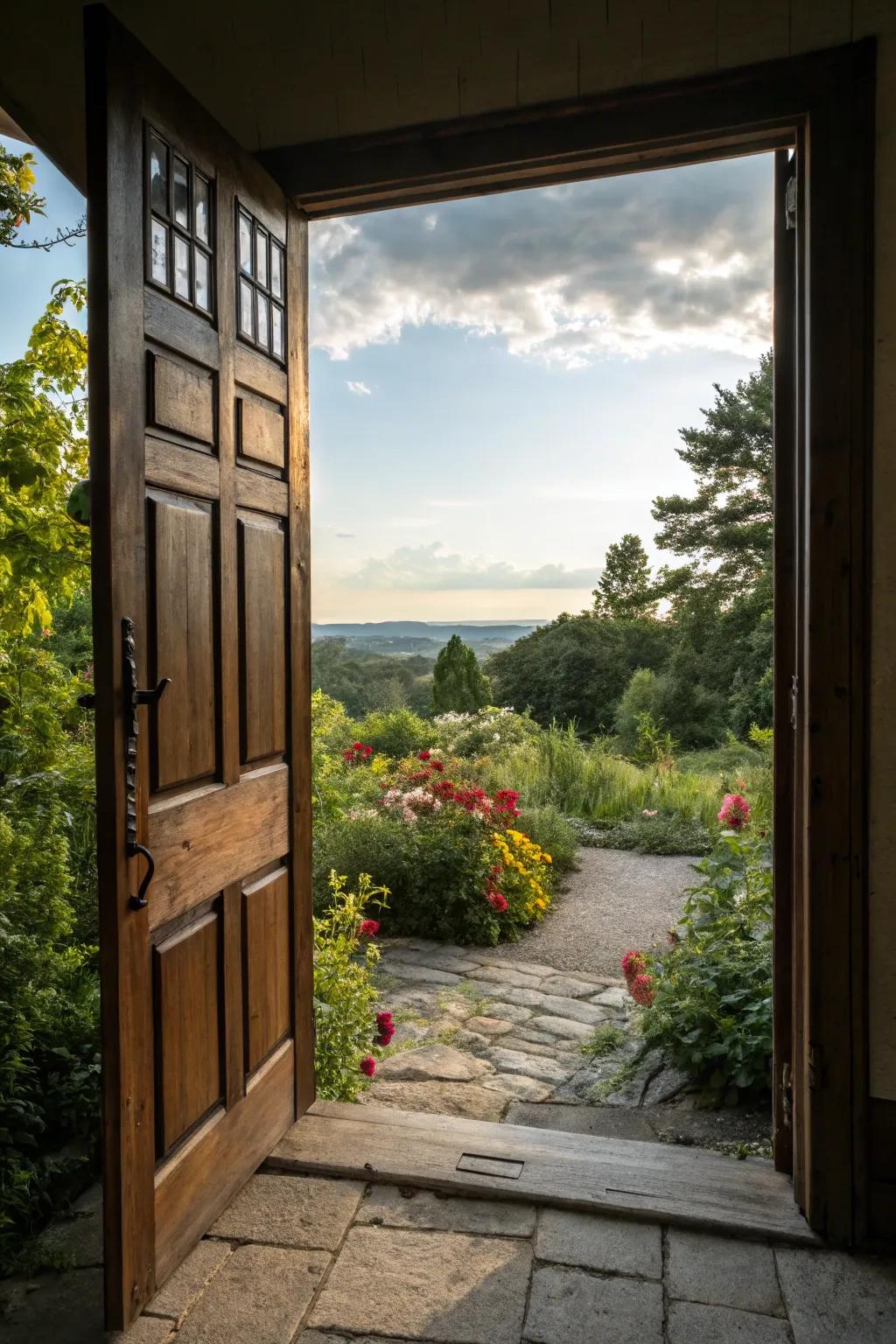 A walkout basement door beautifully blends interior and exterior areas.