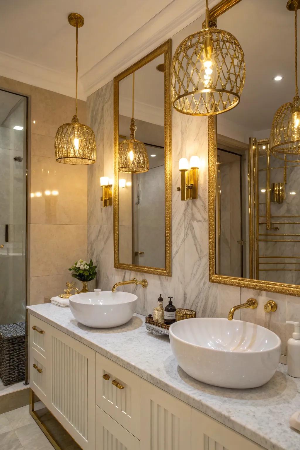 Metallic touches imbue the room with warmth and sophistication.