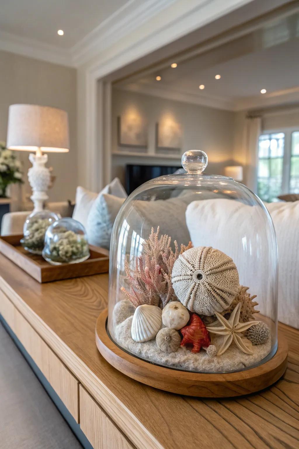 Domes accentuate the understated charm of beach treasures.