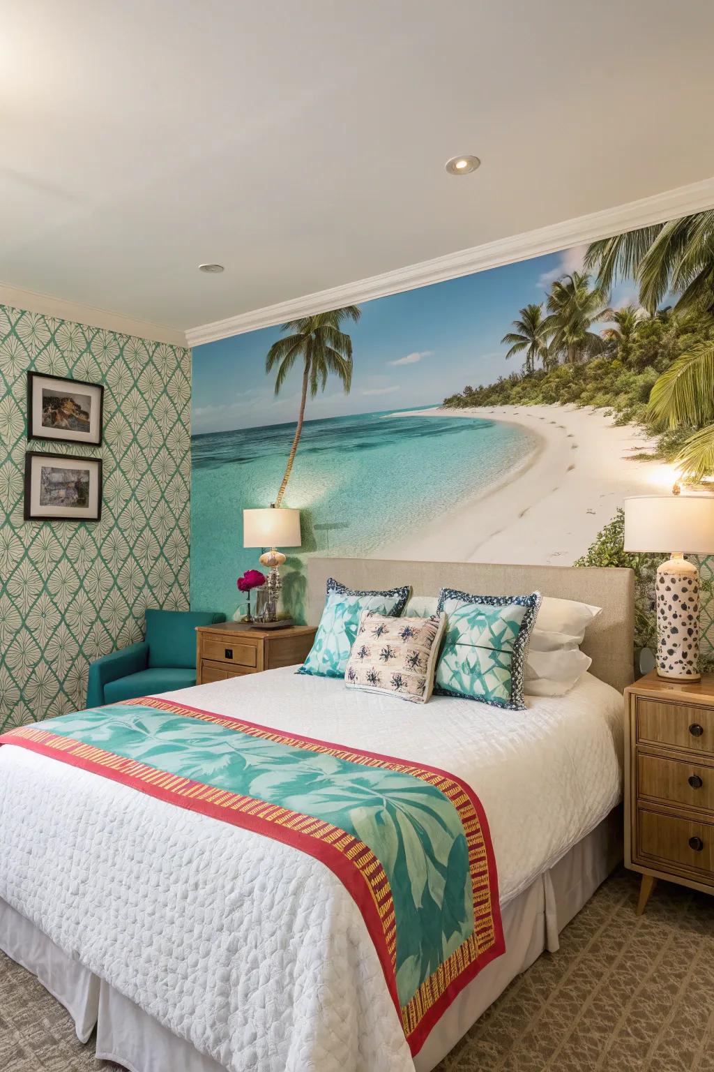 Turn any room into an exhilarating getaway with vibrant tropical scenery wallpaper.