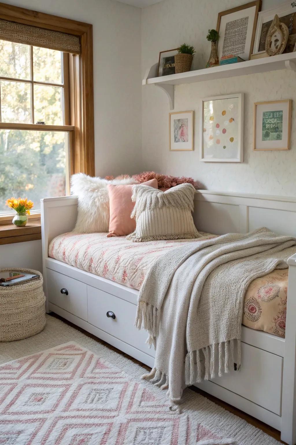 Divans present versatility in compact environments.